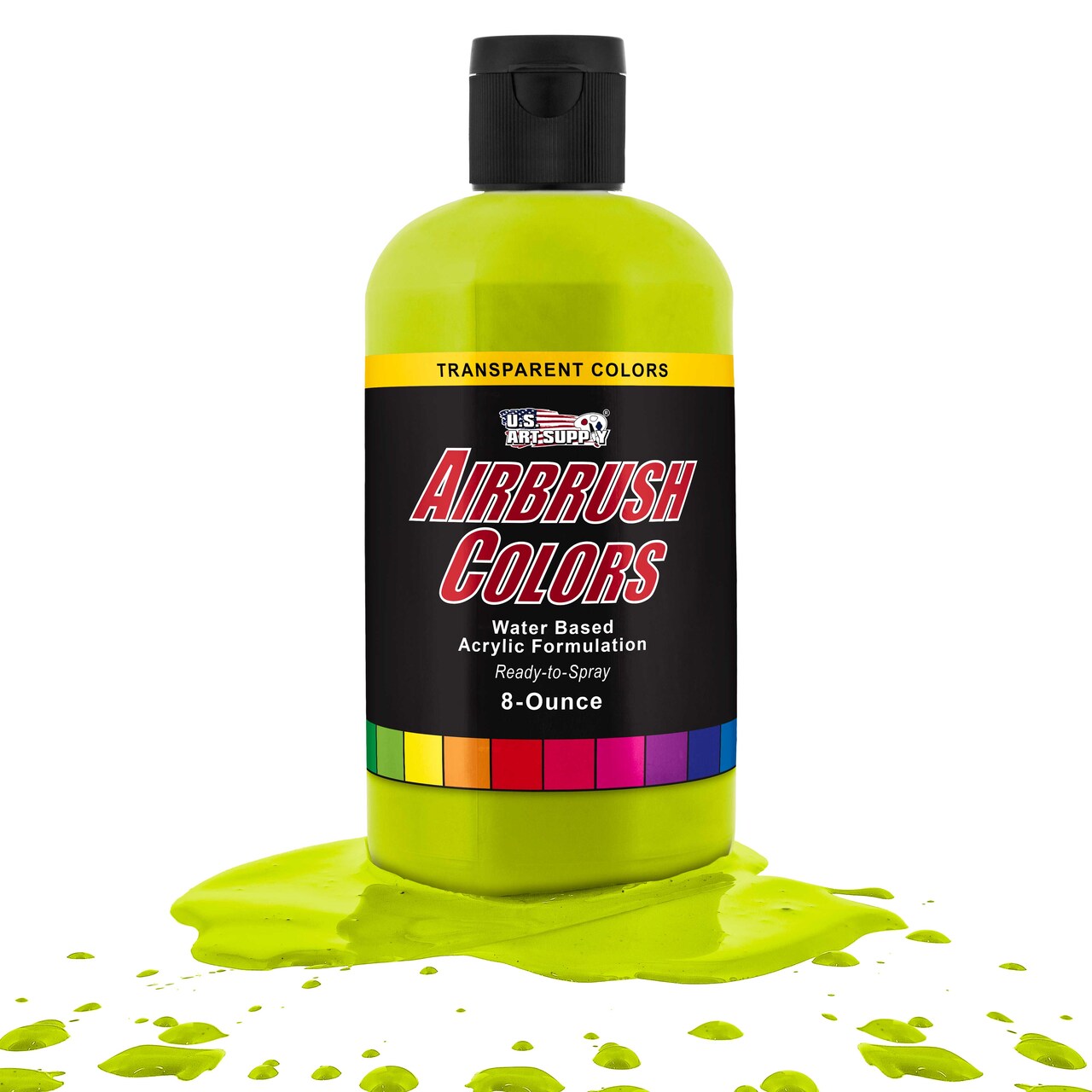 U.S. Art Supply Transparent Chartruesse Acrylic Special Effects Airbrush Paint - 8oz Ready to Spray Air Brush Paint for Nails, Models, Fabric - Water-Based Air Brush Painting